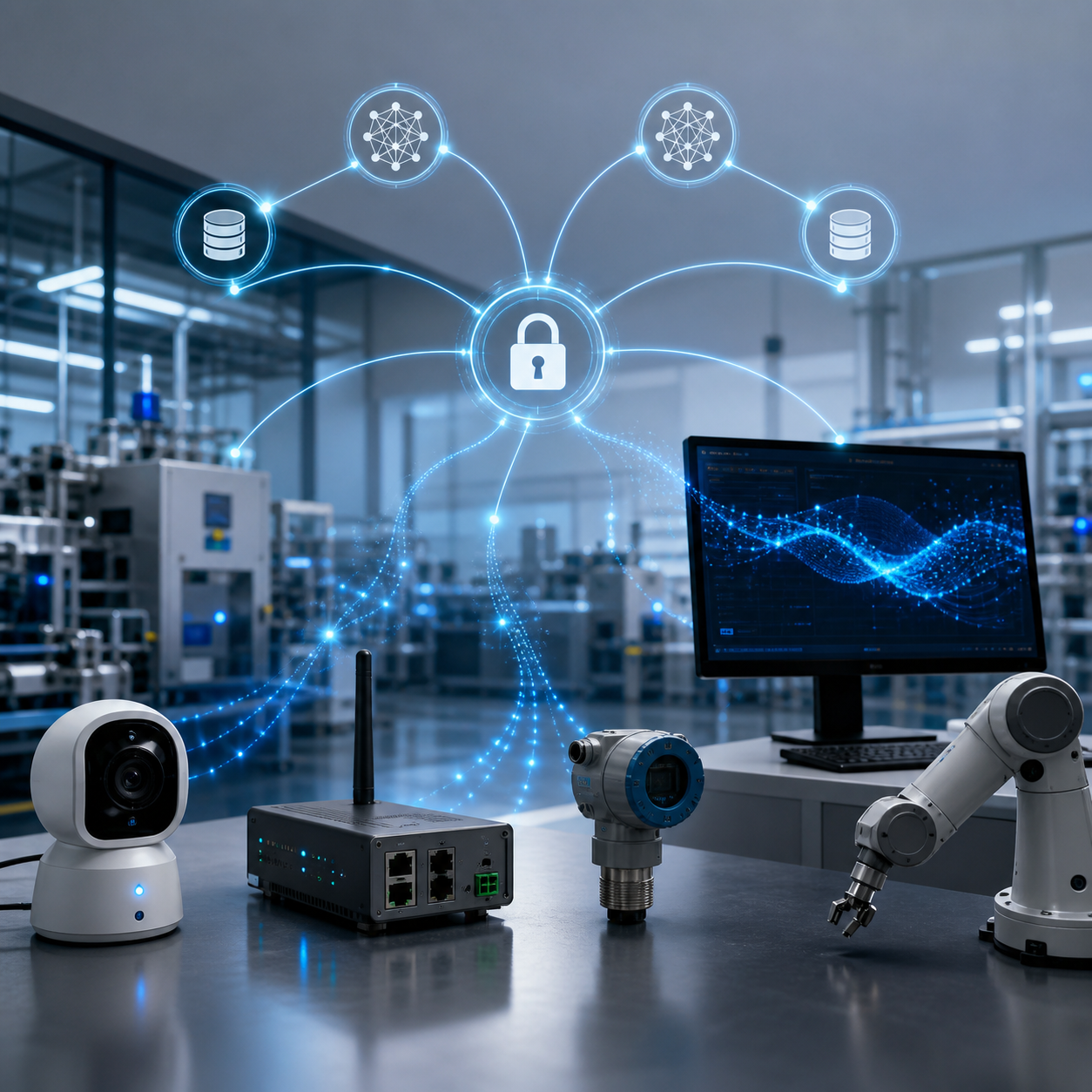 ภาพจำลองการตรวจวัดอุปกรณ์ IoT อย่างปลอดภัยและ federated learning ในสภาพแวดล้อมอุตสาหกรรม