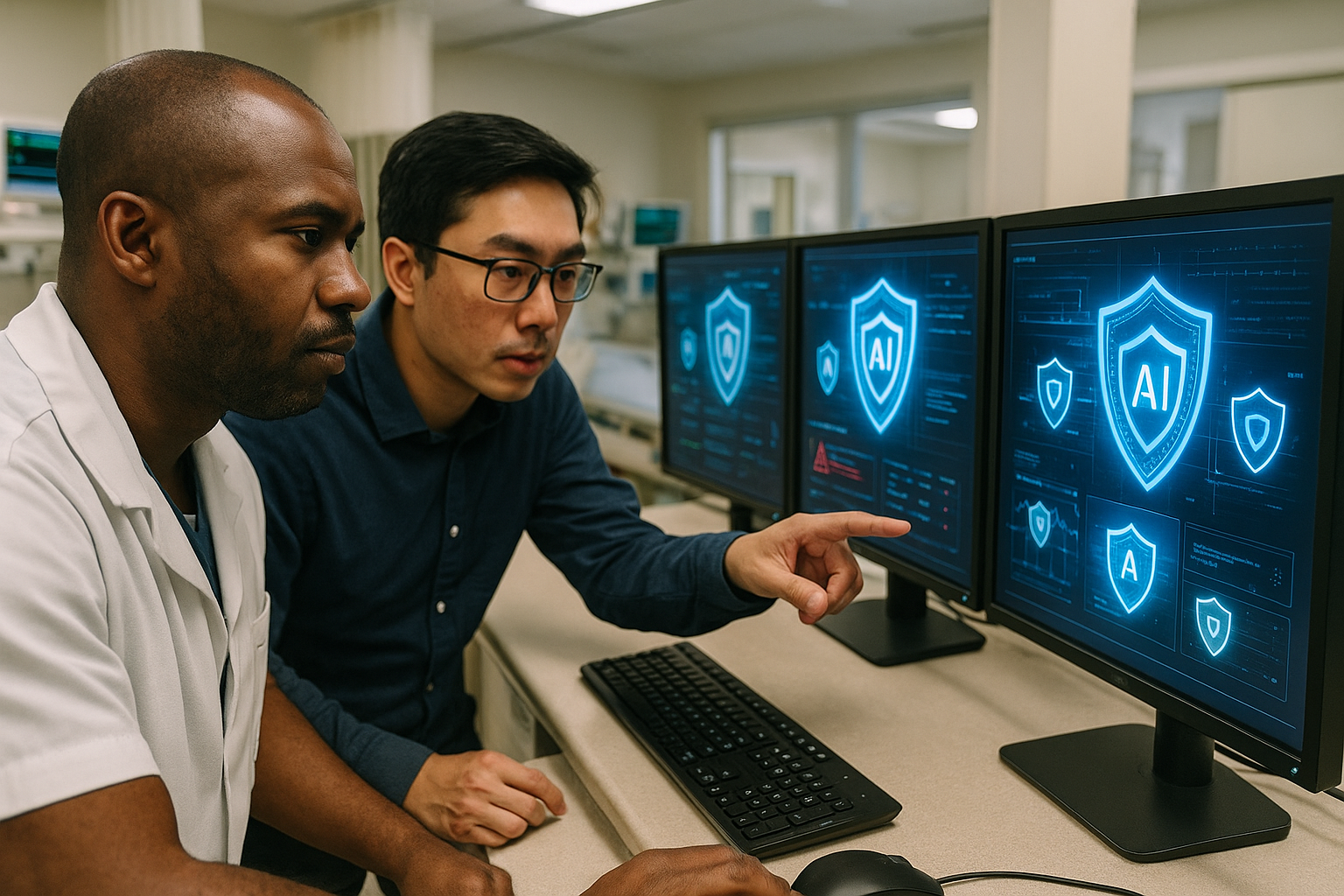 Secure AI monitoring in industrial control room protecting critical infrastructure from cyber threats