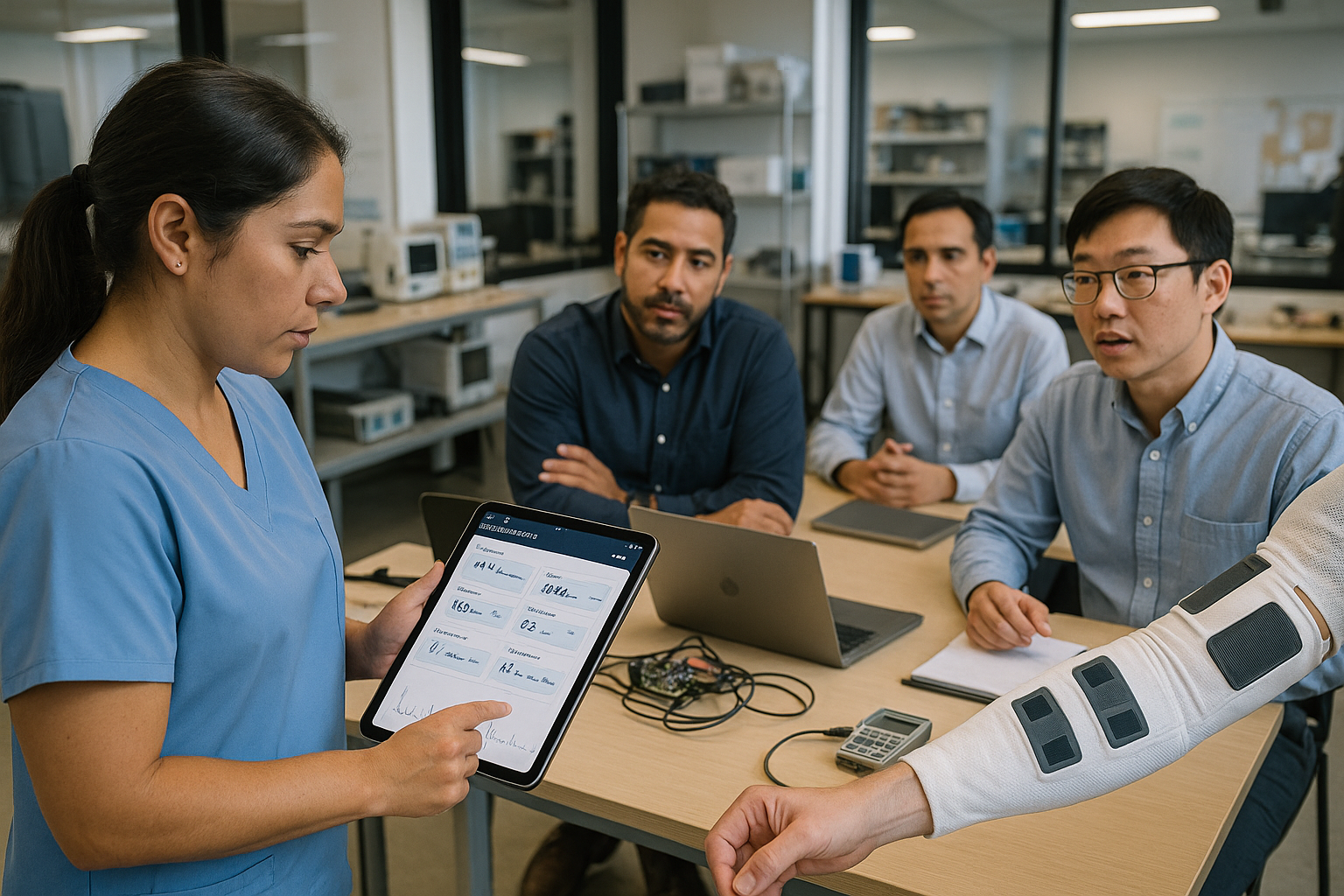 Wearable medical sleeve with connected dashboard in a healthcare innovation setting