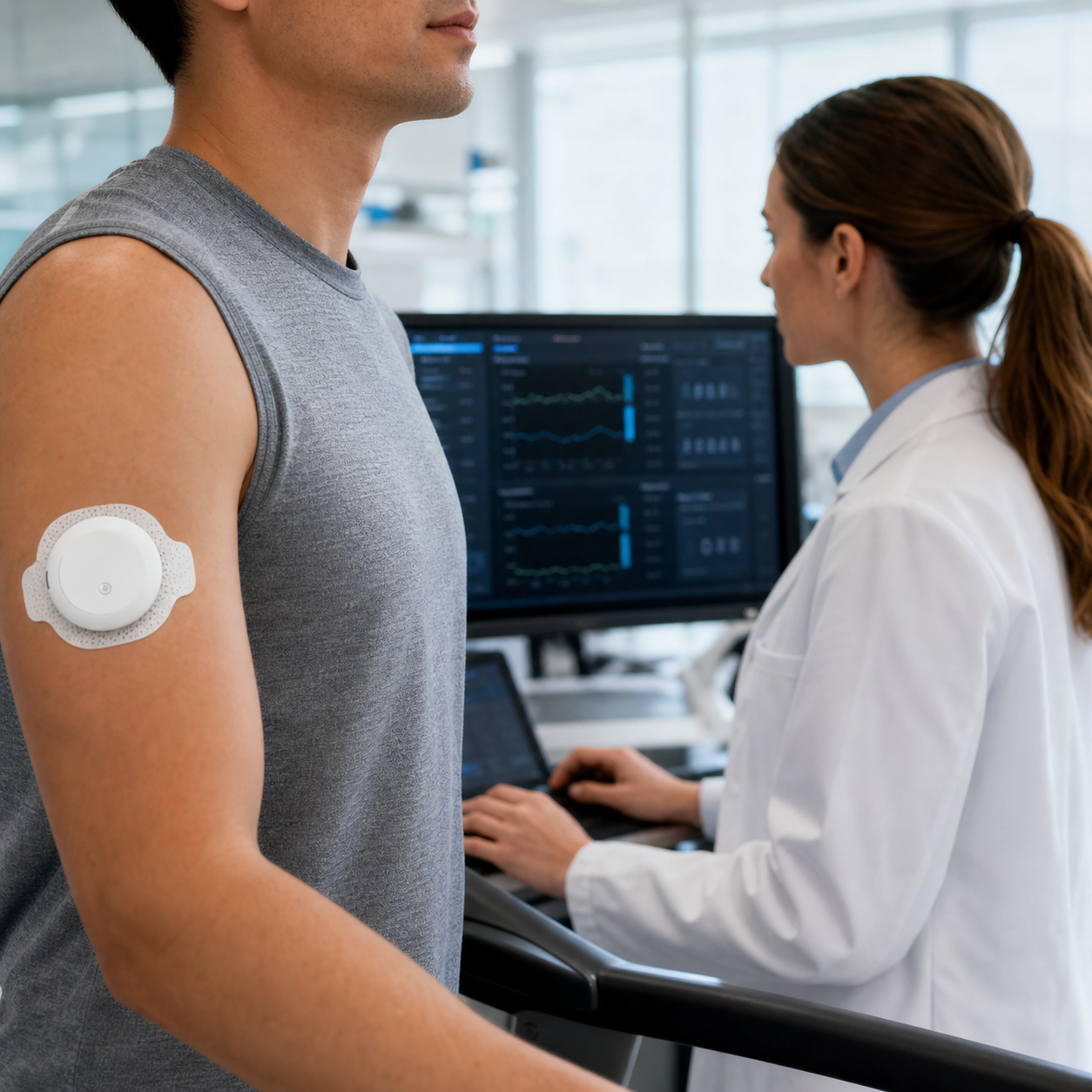 Wearable medical device displaying real-time patient data on an operational dashboard in a healthcare setting