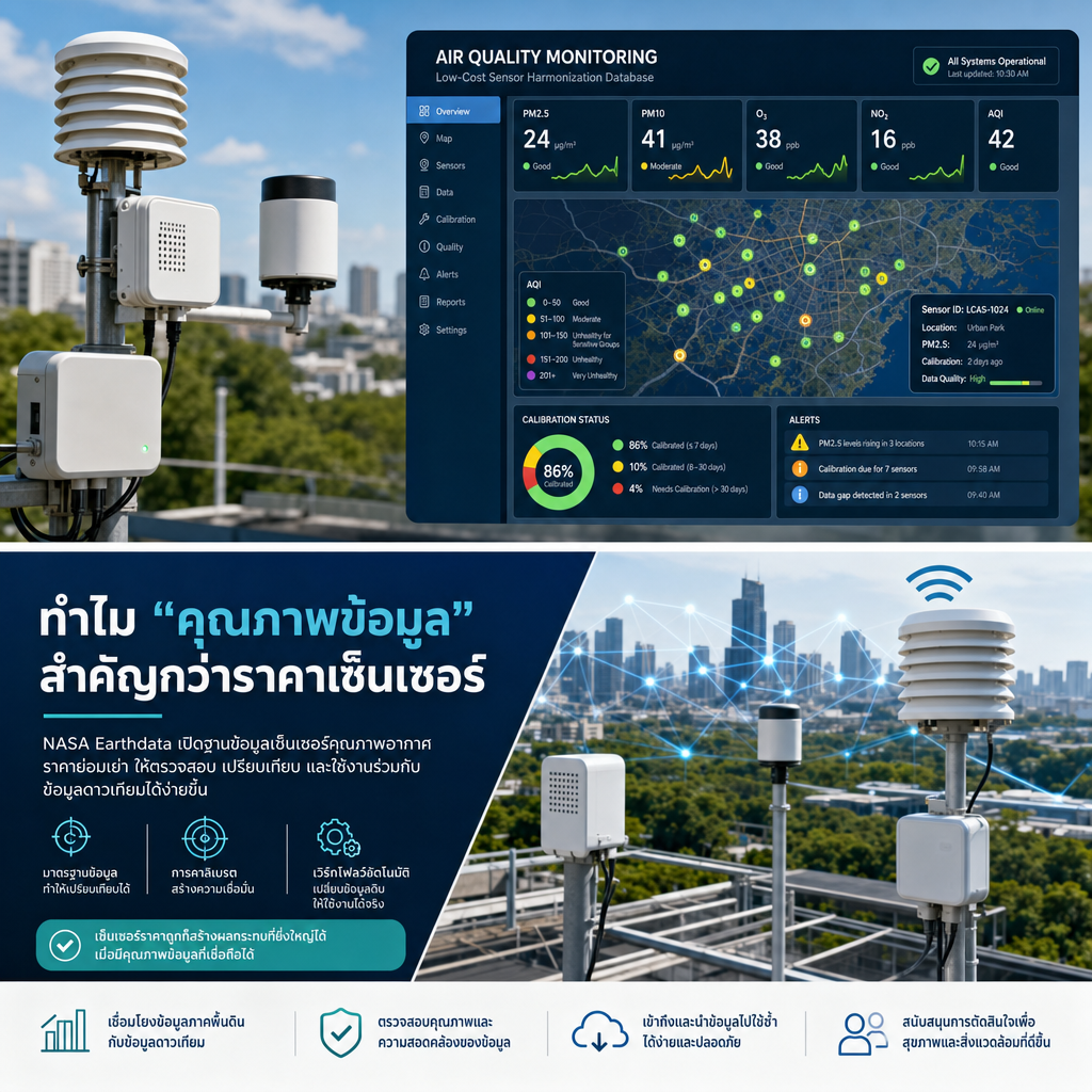 เครือข่ายเซ็นเซอร์คุณภาพอากาศเชื่อมเข้ากับแดชบอร์ดแบบเรียลไทม์พร้อมสถานะการคาลิเบรตและการแจ้งเตือน