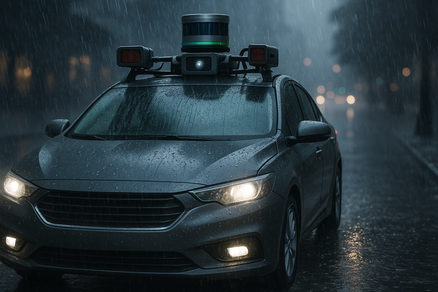 Autonomous vehicle with precipitation-aware sensors operating in rainy weather
