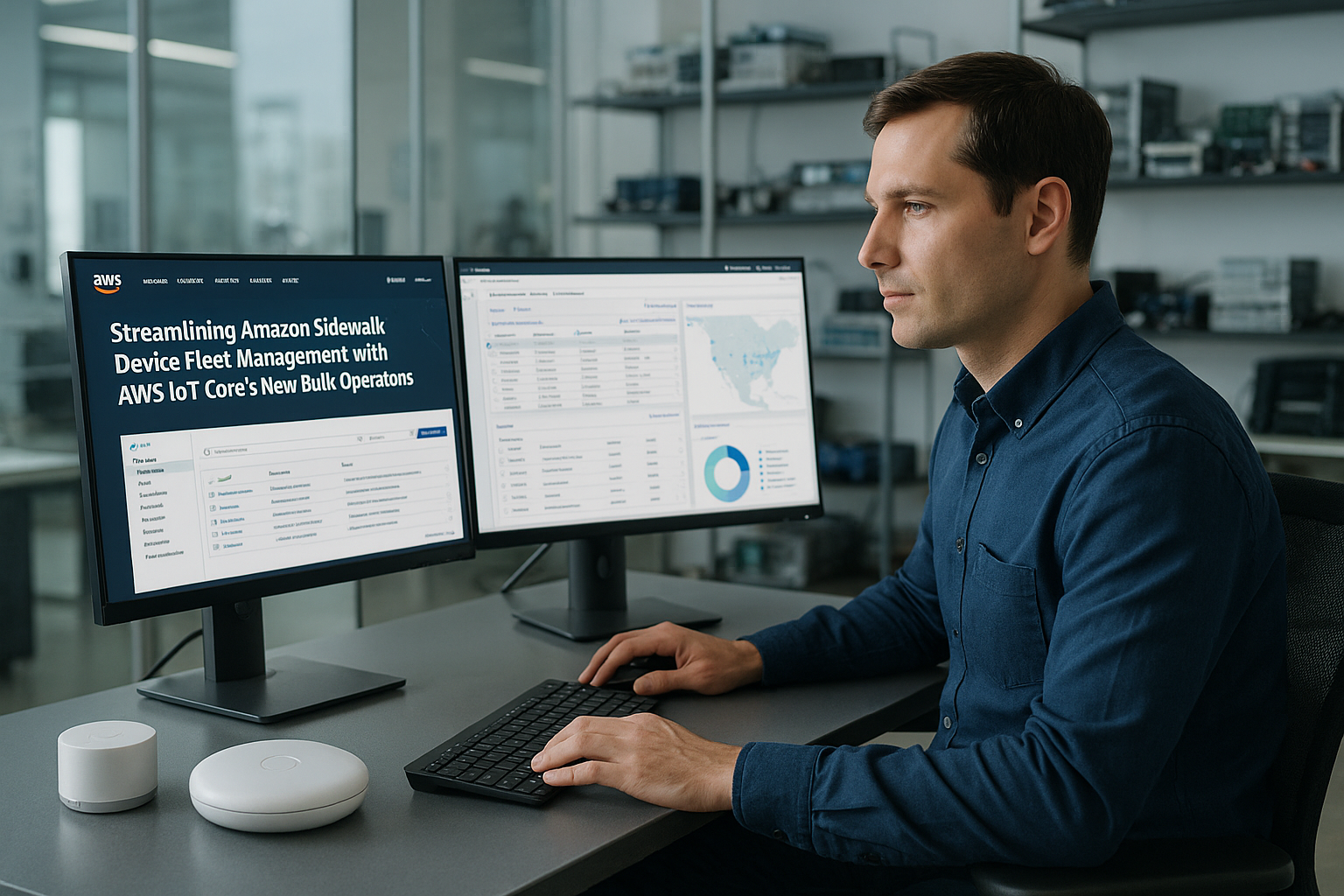 Streamlining Amazon Sidewalk Device Fleet Management with AWS IoT Core’s New Bulk Operations - Amazon Web Services (AWS) technical article visual