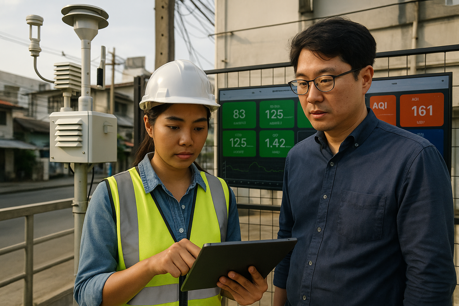 Air quality monitoring sensors and live data dashboards in a Global South urban environment